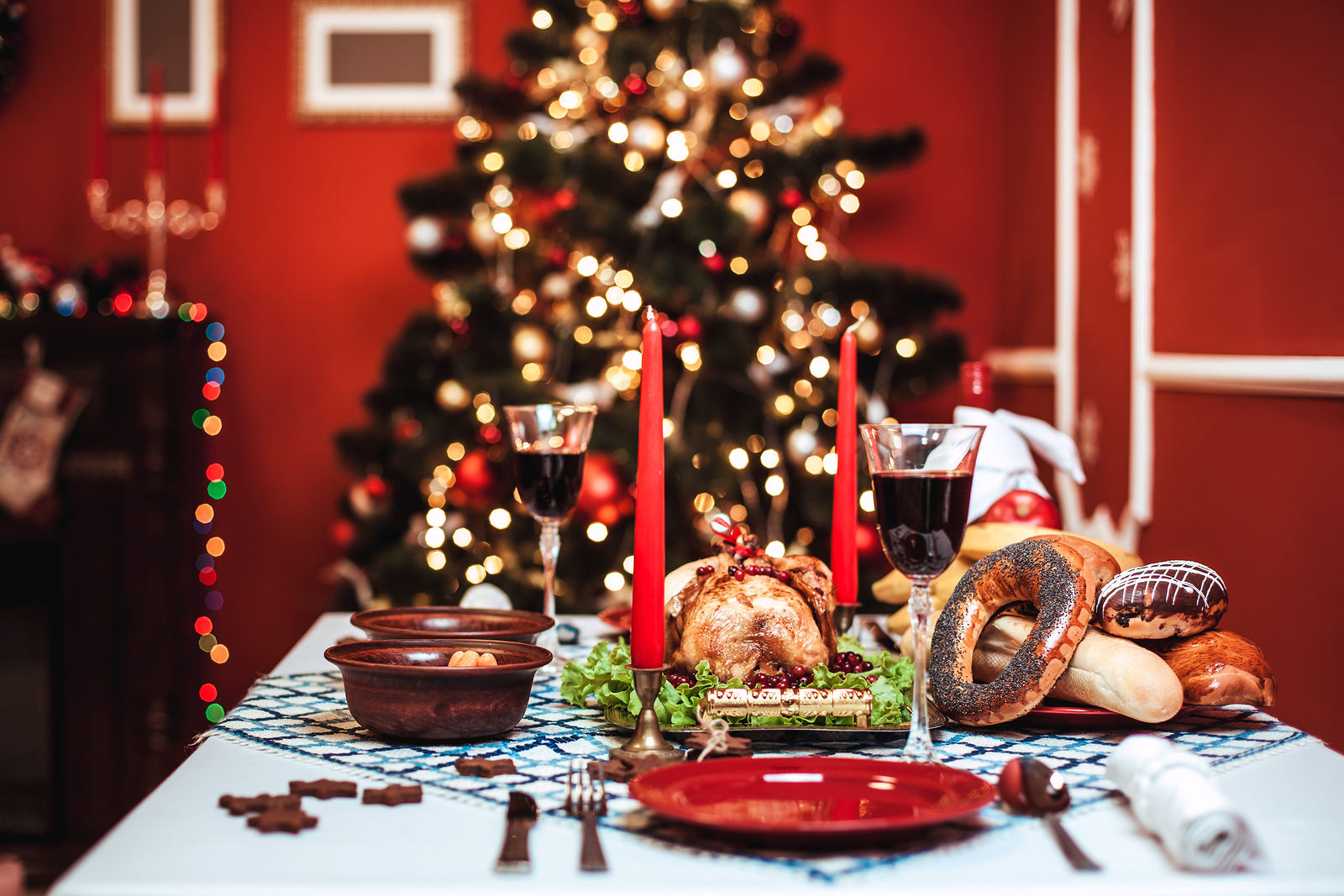 Christmas Dinner By Candlelight, Table Setting. Thanksgiving Tab