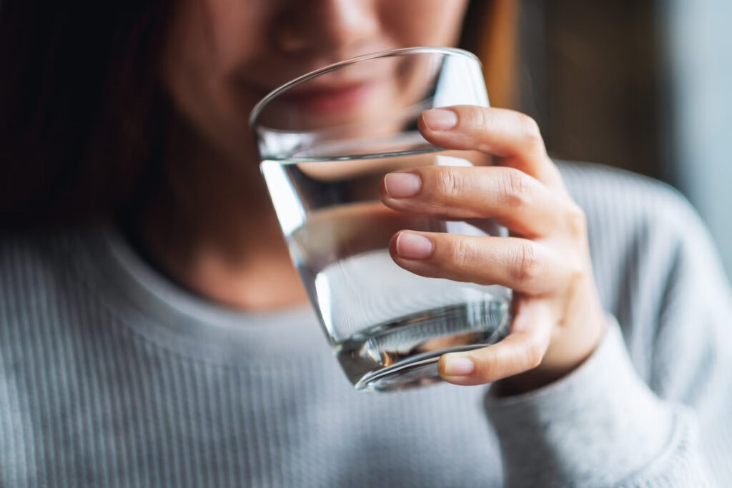 a glass of water