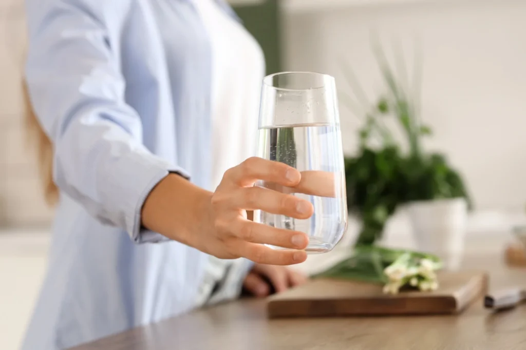 a glass of drinking water