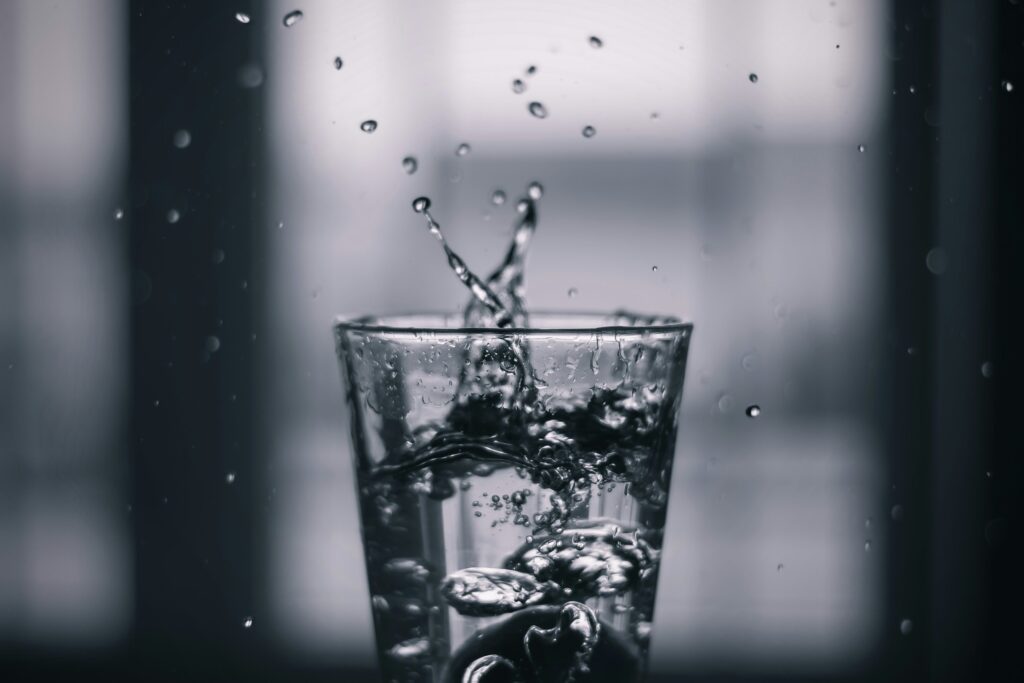 a glass of water