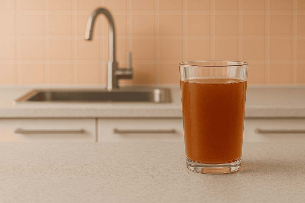 a glass full of iron water