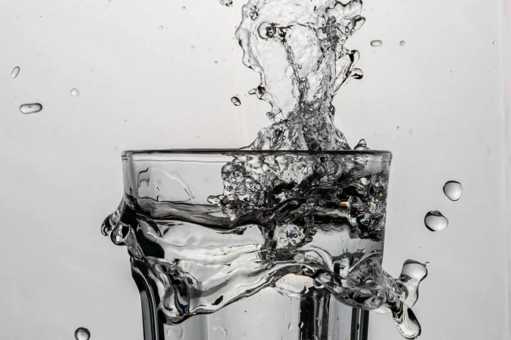 a glass of drinking water