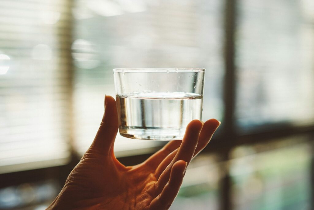 a glass of water