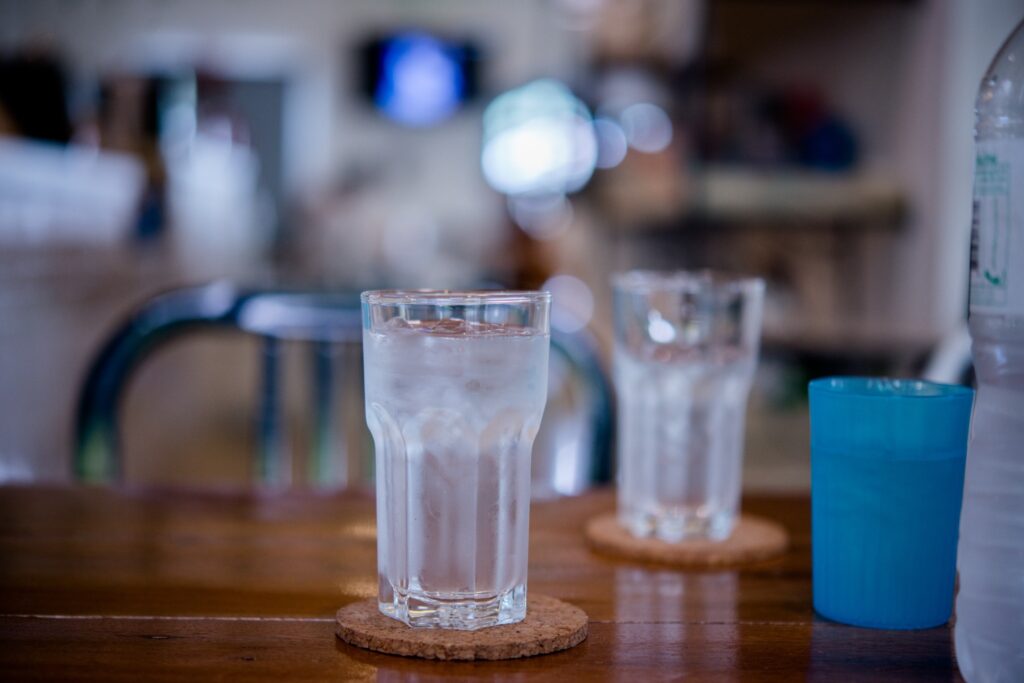 a glass of water